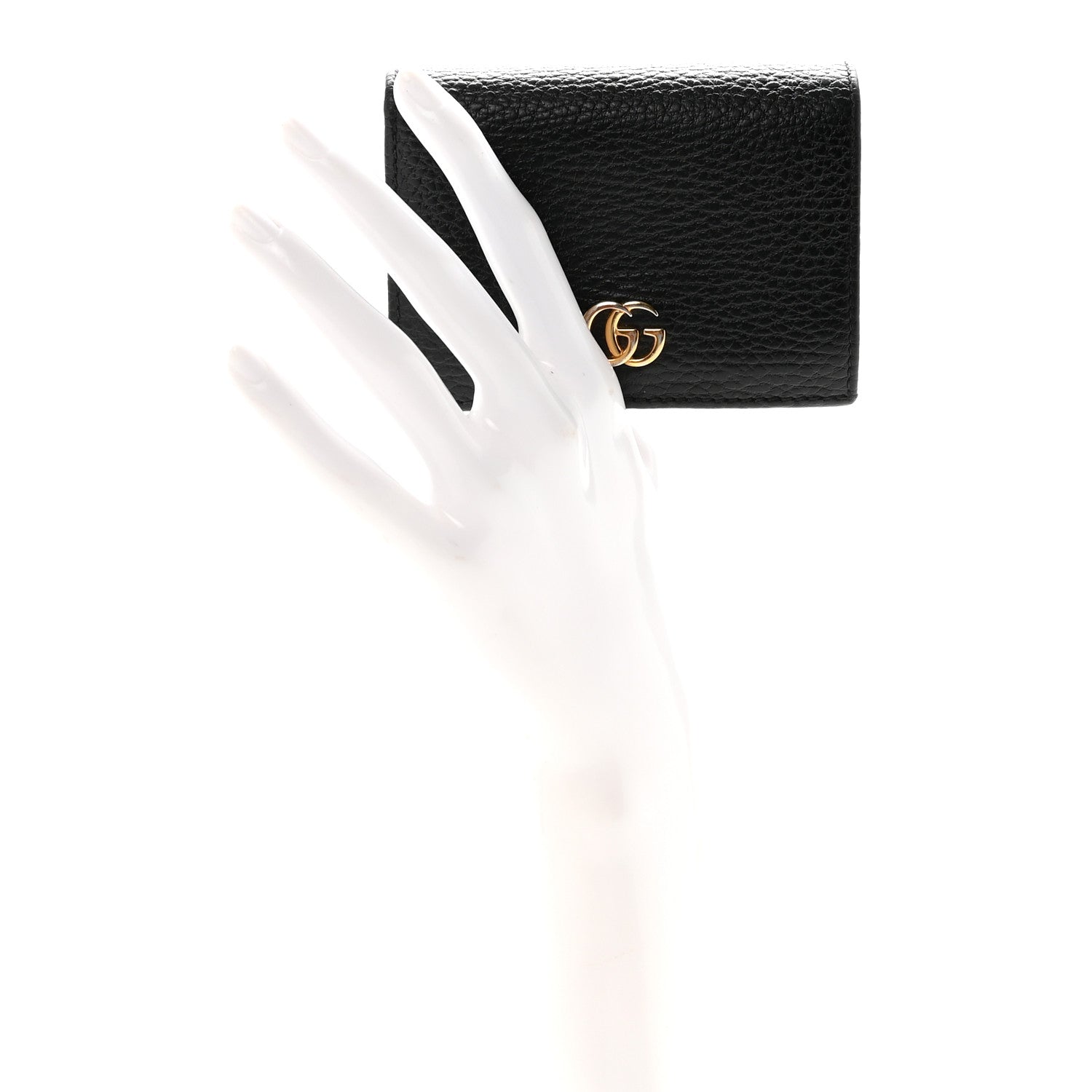 Gucci Pebbled Calfskin GG Marmont Card Case Black 2 of 8