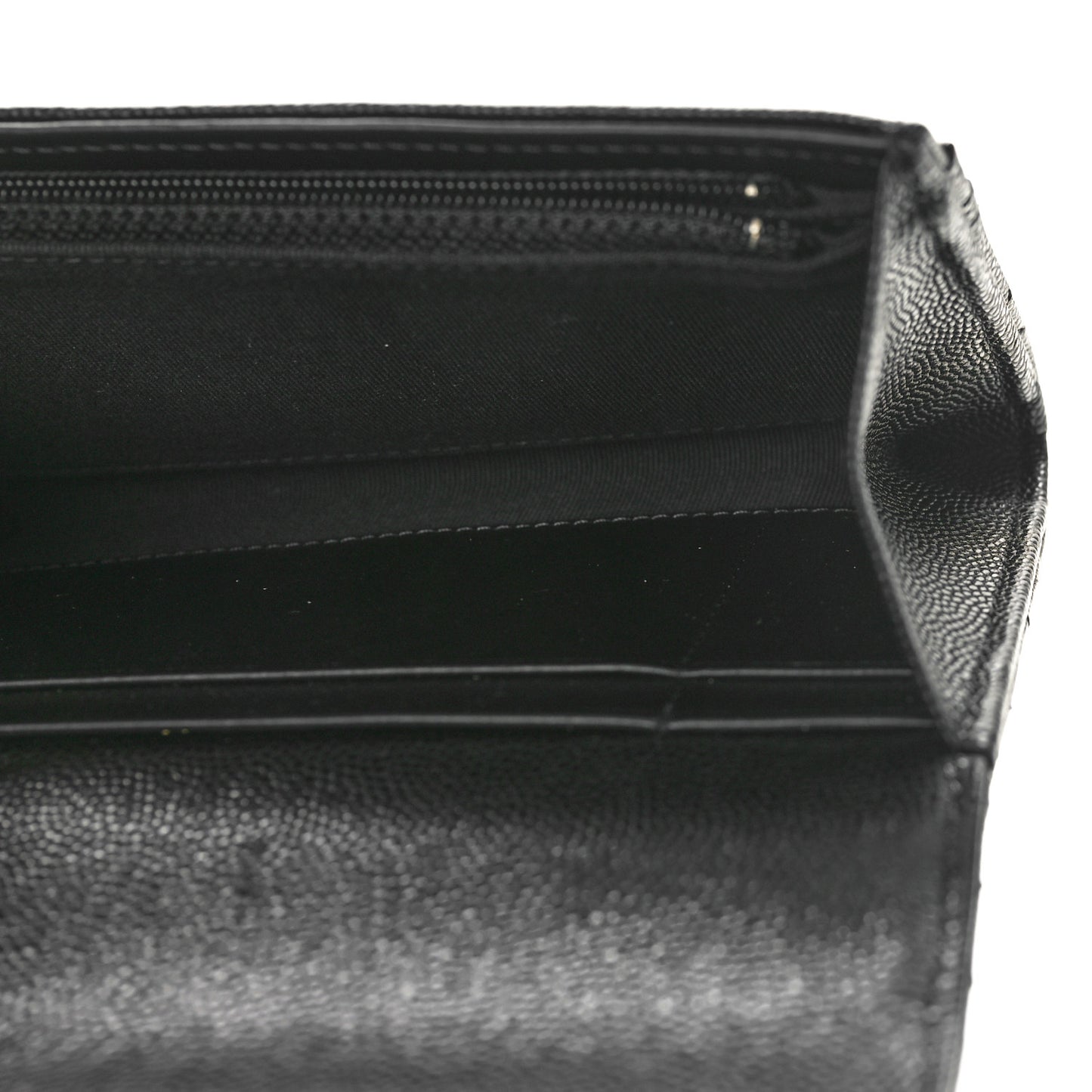 Caviar Quilted Crystal CC Large Gusset Flap Wallet Black