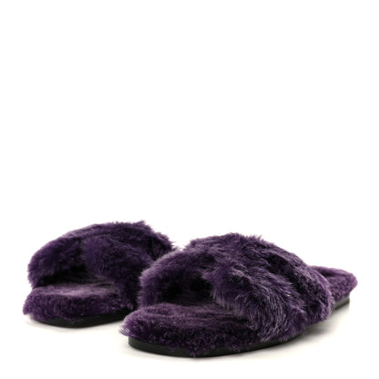 Hermes Woolskin Oran Sandals 38.5 Violet Fonce 4 of 8