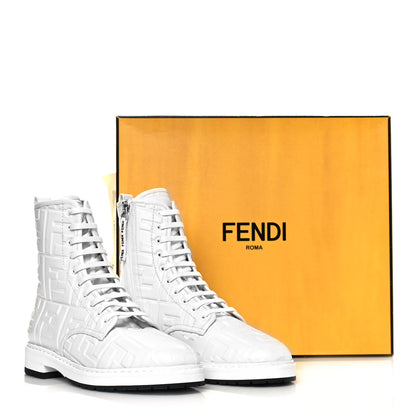 Fendi Nappa FF Embossed Womens Biker Boots 39 Snow 8 of 8