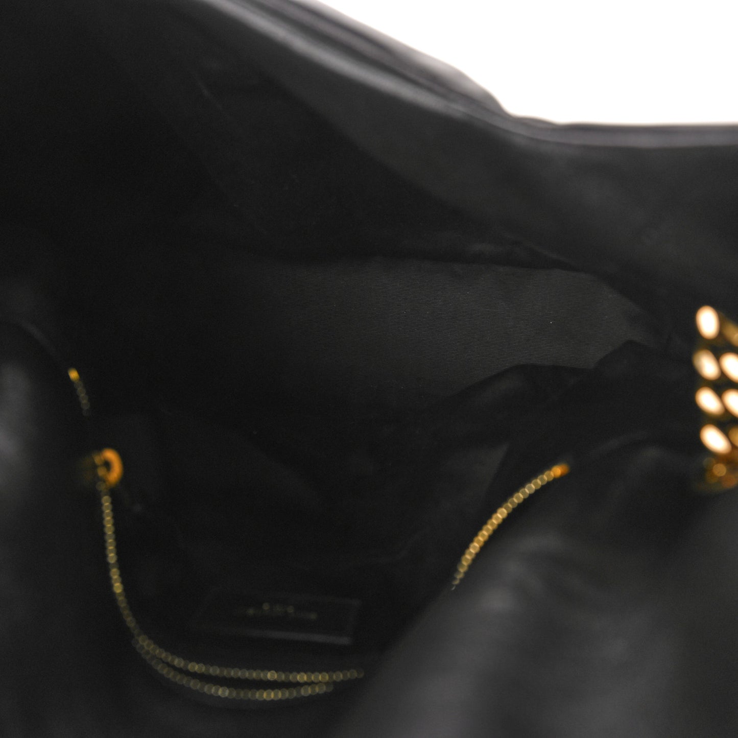 Lambskin Quilted Medium Loulou Puffer Monogram Chain Satchel Black