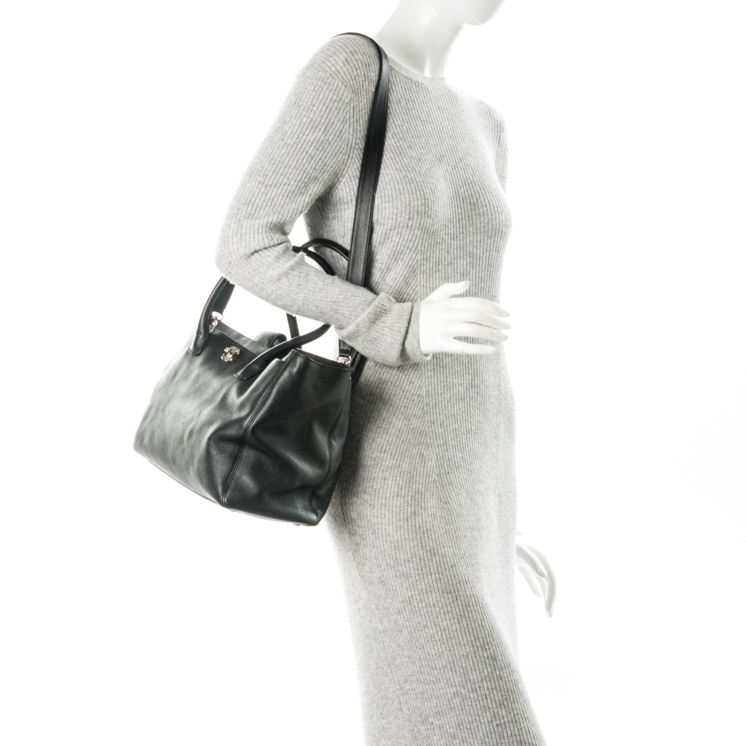 Chanel Calfskin Cerf Executive Shopper Tote Black 2 of 9