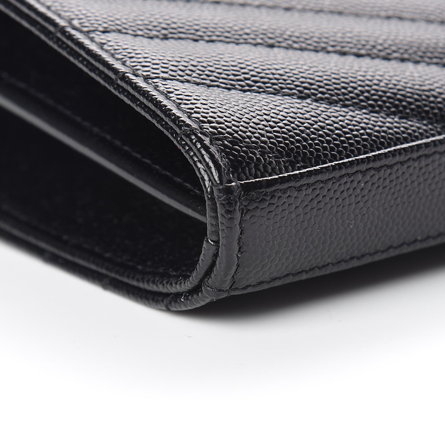 Saint Laurent Grain De Poudre Matelasse Chevron Monogram Chain Wallet Black 8 of 10