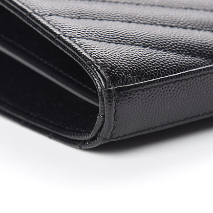 Saint Laurent Grain De Poudre Matelasse Chevron Monogram Chain Wallet Black 8 of 10