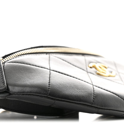 Chanel Lambskin Enamel Quilted Waist Bag Black 9 of 10