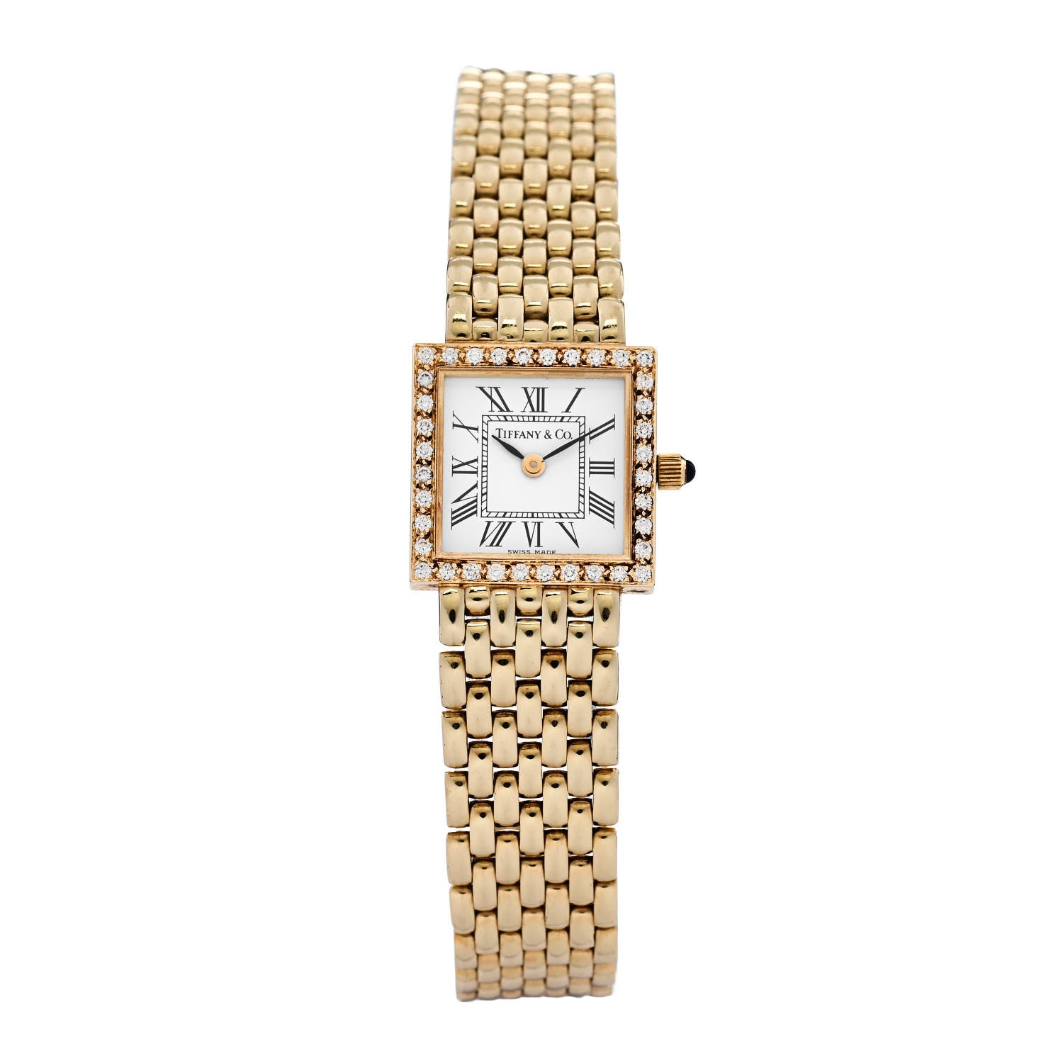 Tiffany 14K Yellow Gold Diamond Bezel 19mm Quartz Watch 1 of 4