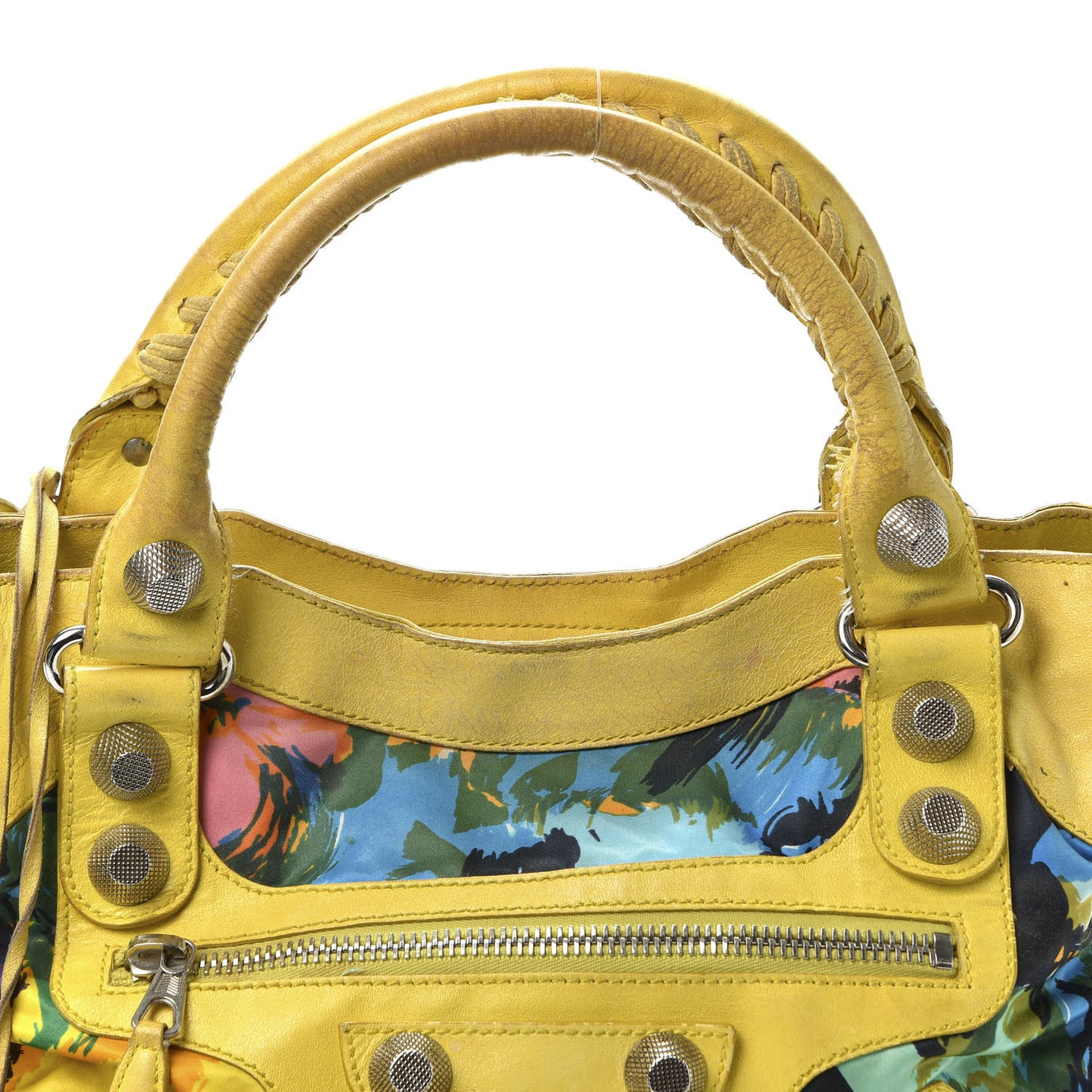Agneau Canvas Floral Giant 21 Silver Hardware City Bouton D or