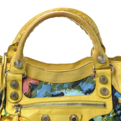 Balenciaga Agneau Canvas Floral Giant 21 Silver Hardware City Bouton D or 15 of 15