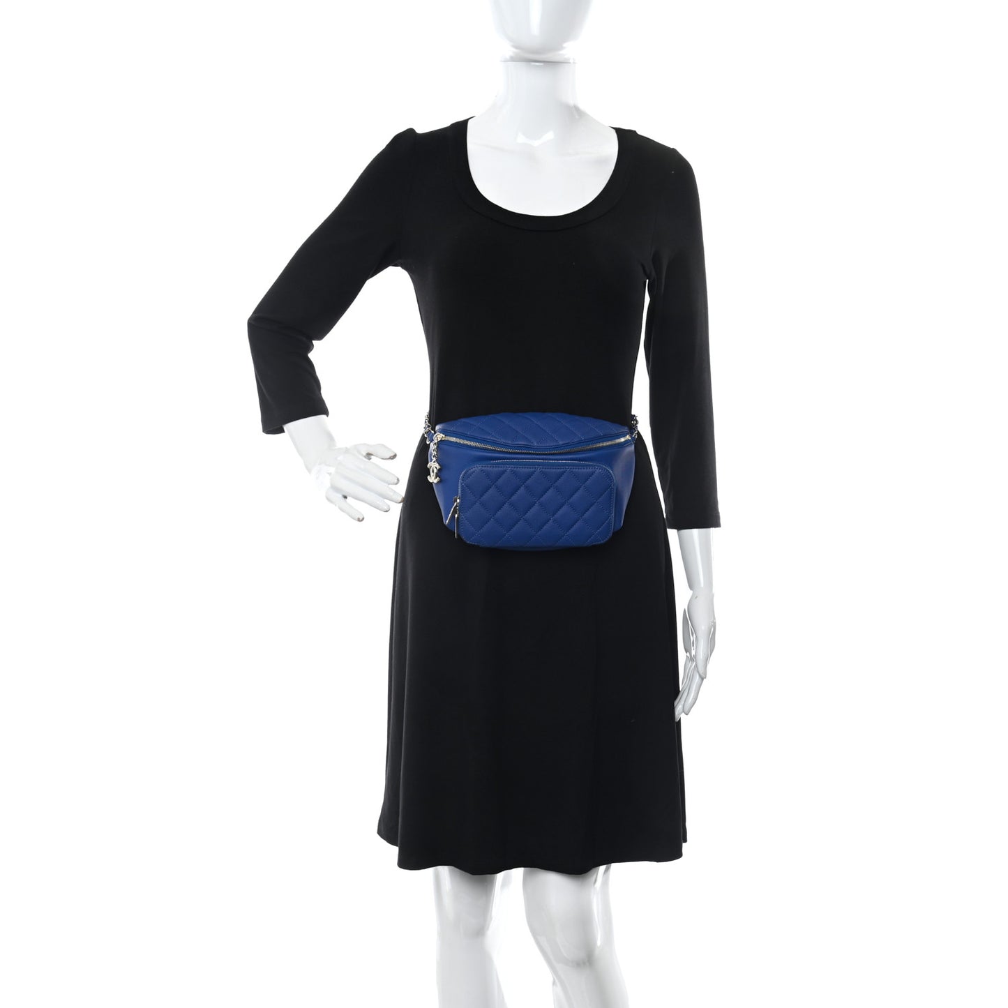Caviar Quilted Business Affinity Waist Belt Bag Dark Blue