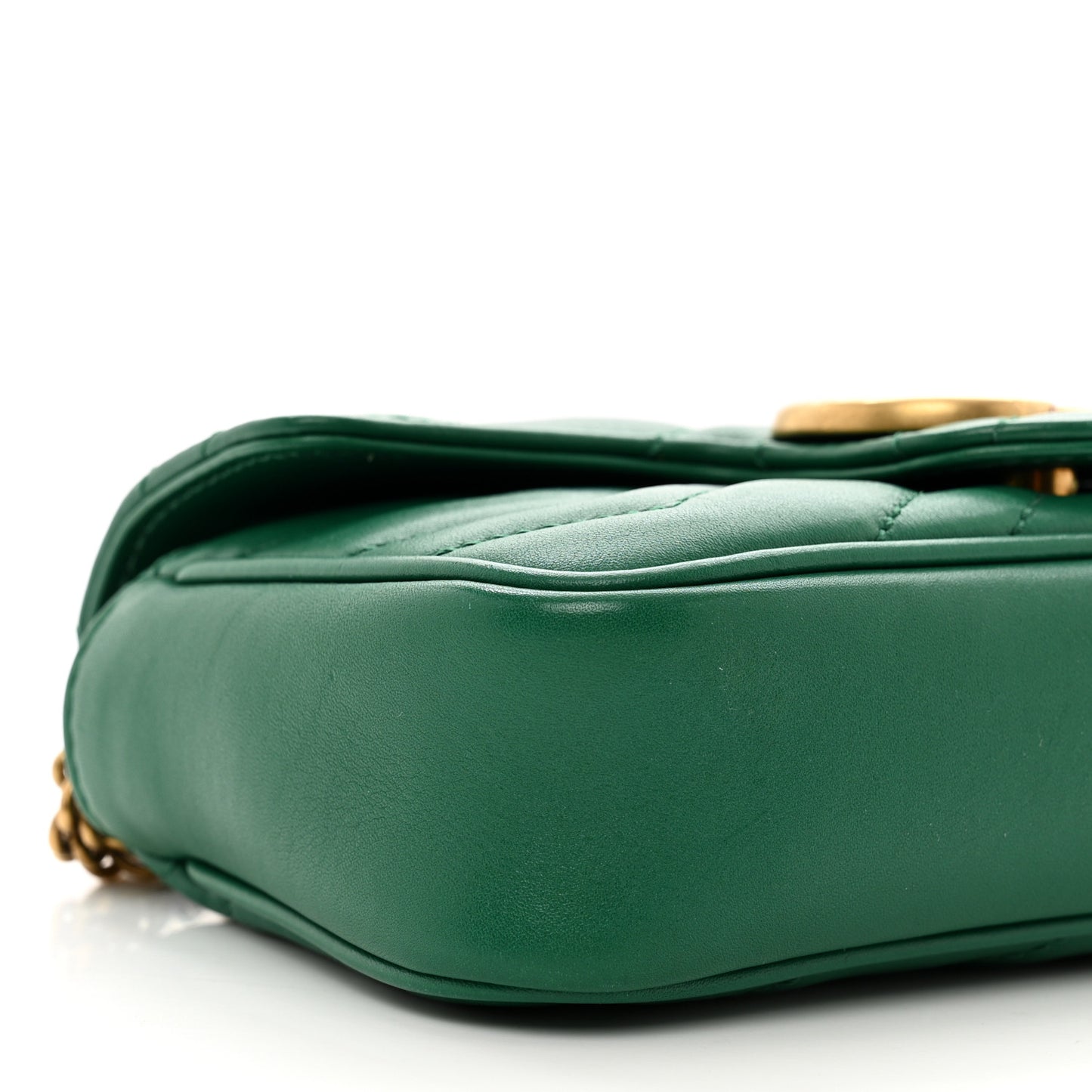 Calfskin Matelasse Super Mini GG Marmont Shoulder Bag Emerald Green