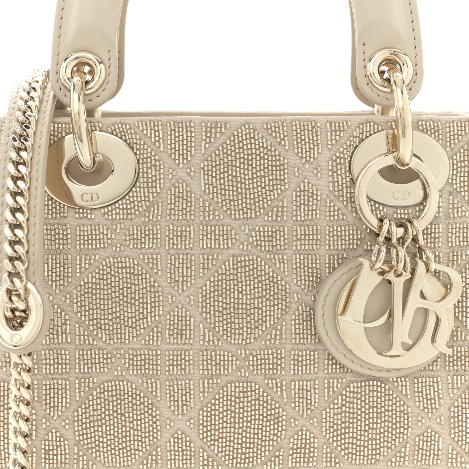 Christian Dior Lambskin Cannage Beaded Embroidered Mini Lady Dior