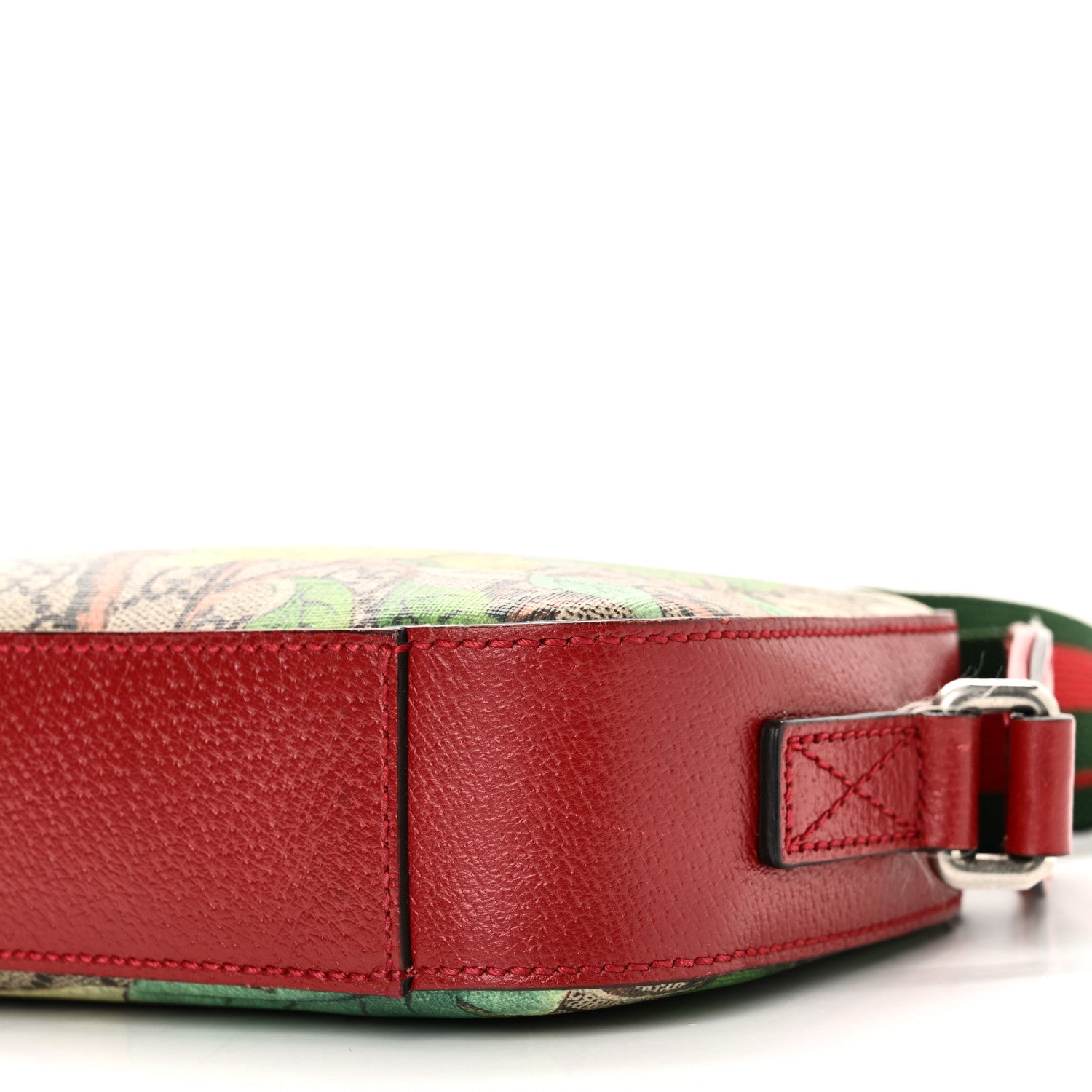 Gucci GG Supreme Monogram Tian Web Small Camera Bag Beige Multicolor Red 9 of 10