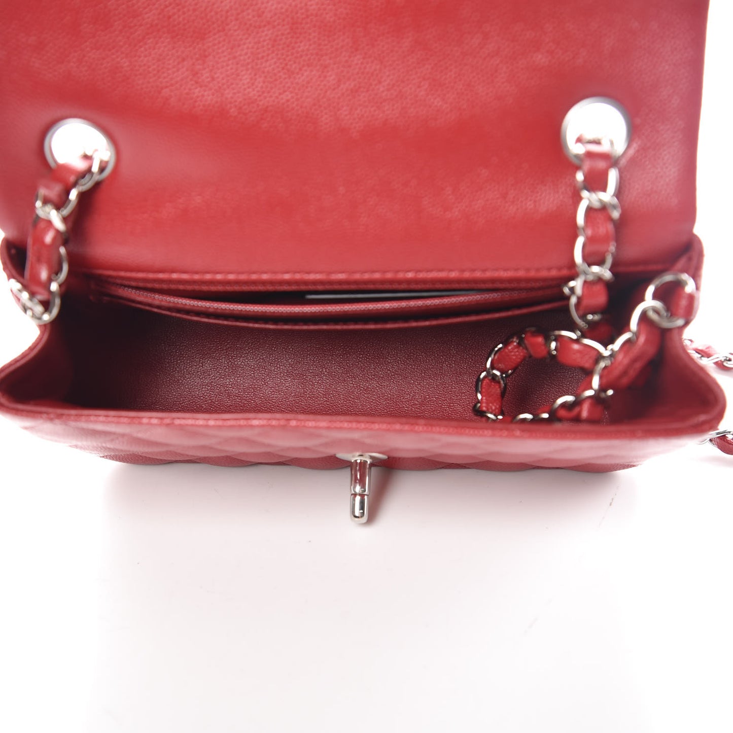 Caviar Quilted Mini Rectangular Flap Red