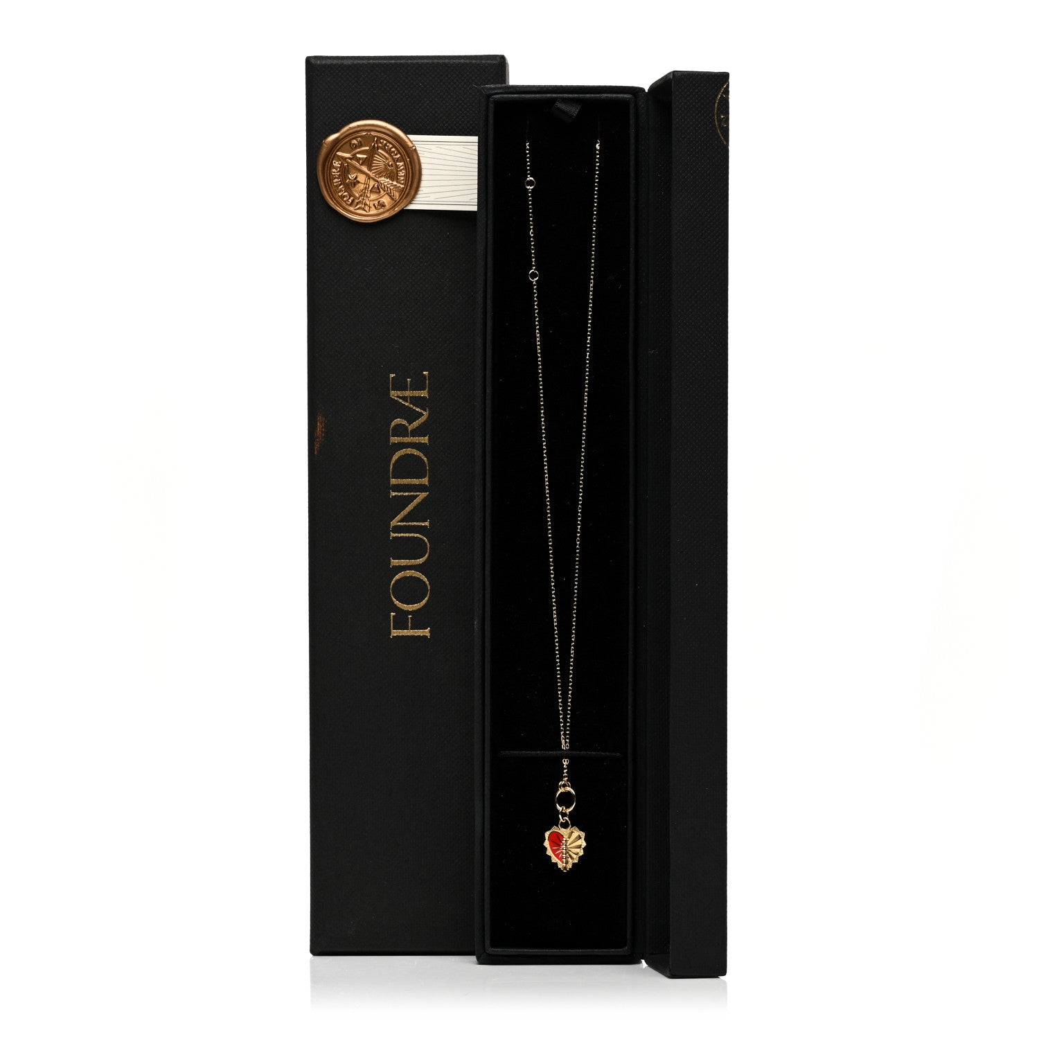 Foundrae 18K Yellow Gold Enamel Reflection Heart Love Token Drop Necklace 6 of 6
