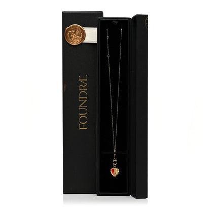 Foundrae 18K Yellow Gold Enamel Reflection Heart Love Token Drop Necklace 6 of 6