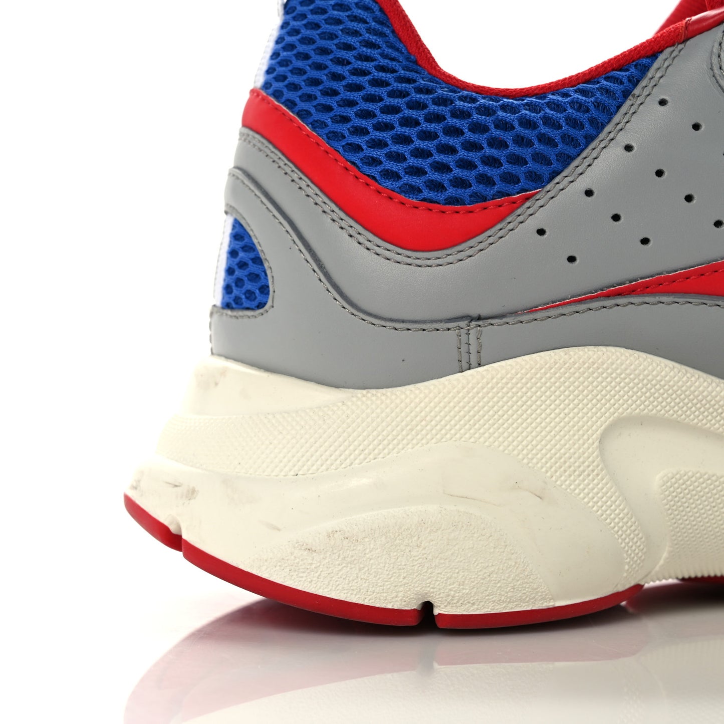 Technical Mesh Calfskin Mens B22 Sneakers 45 Red Blue Grey