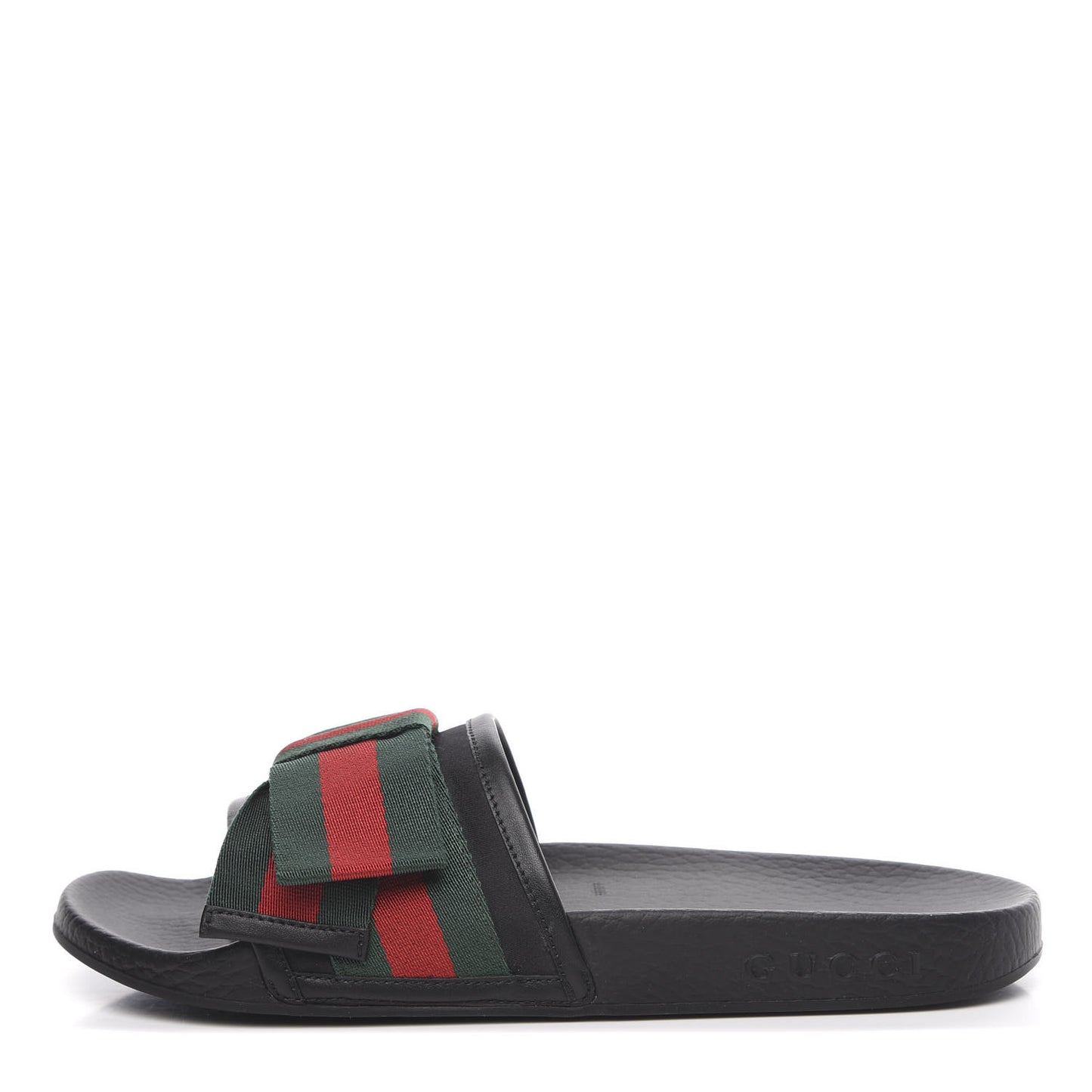 Satin Web Bow Slide Sandals 37 Black