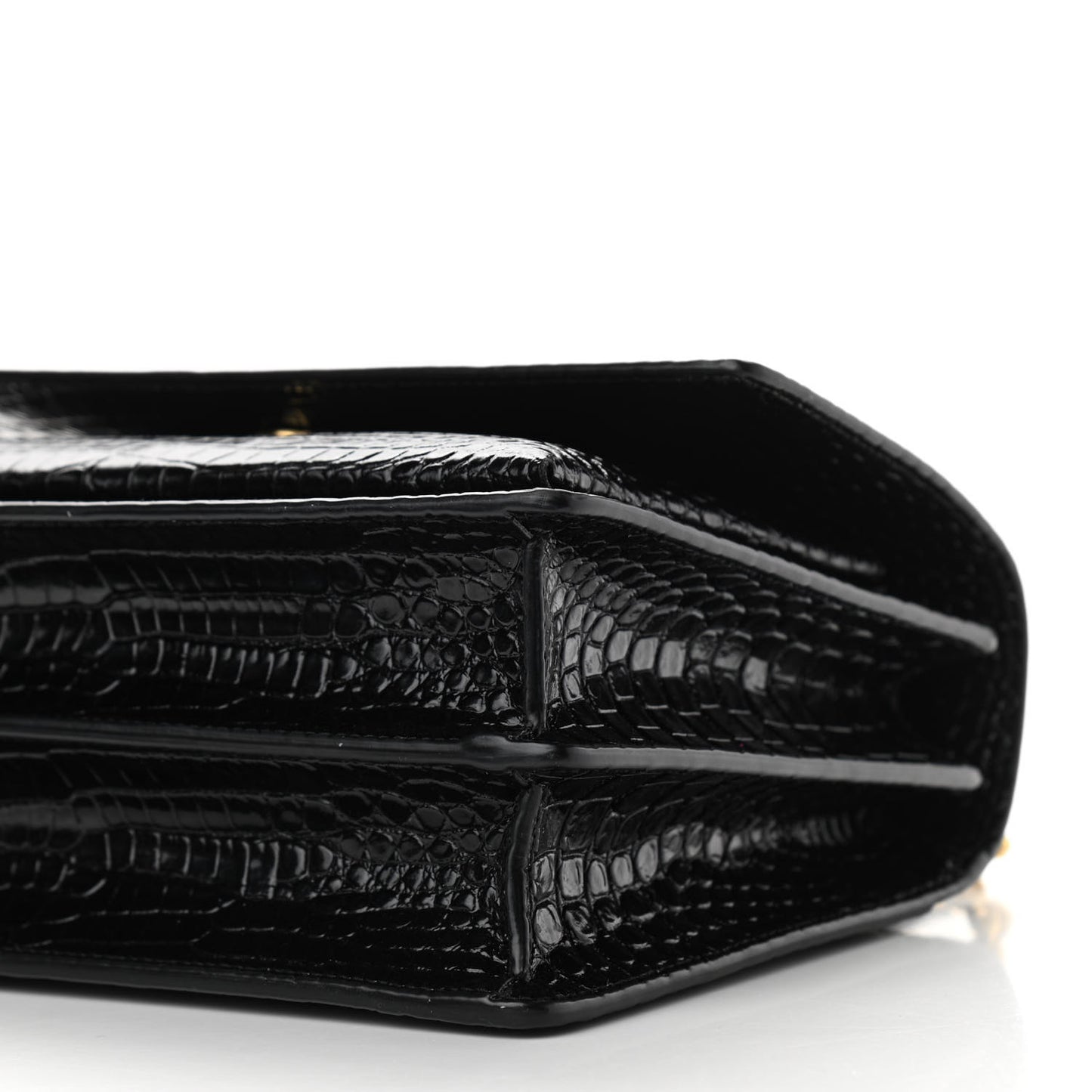Calfskin Crocodile Embossed Medium Monogram Sunset Black