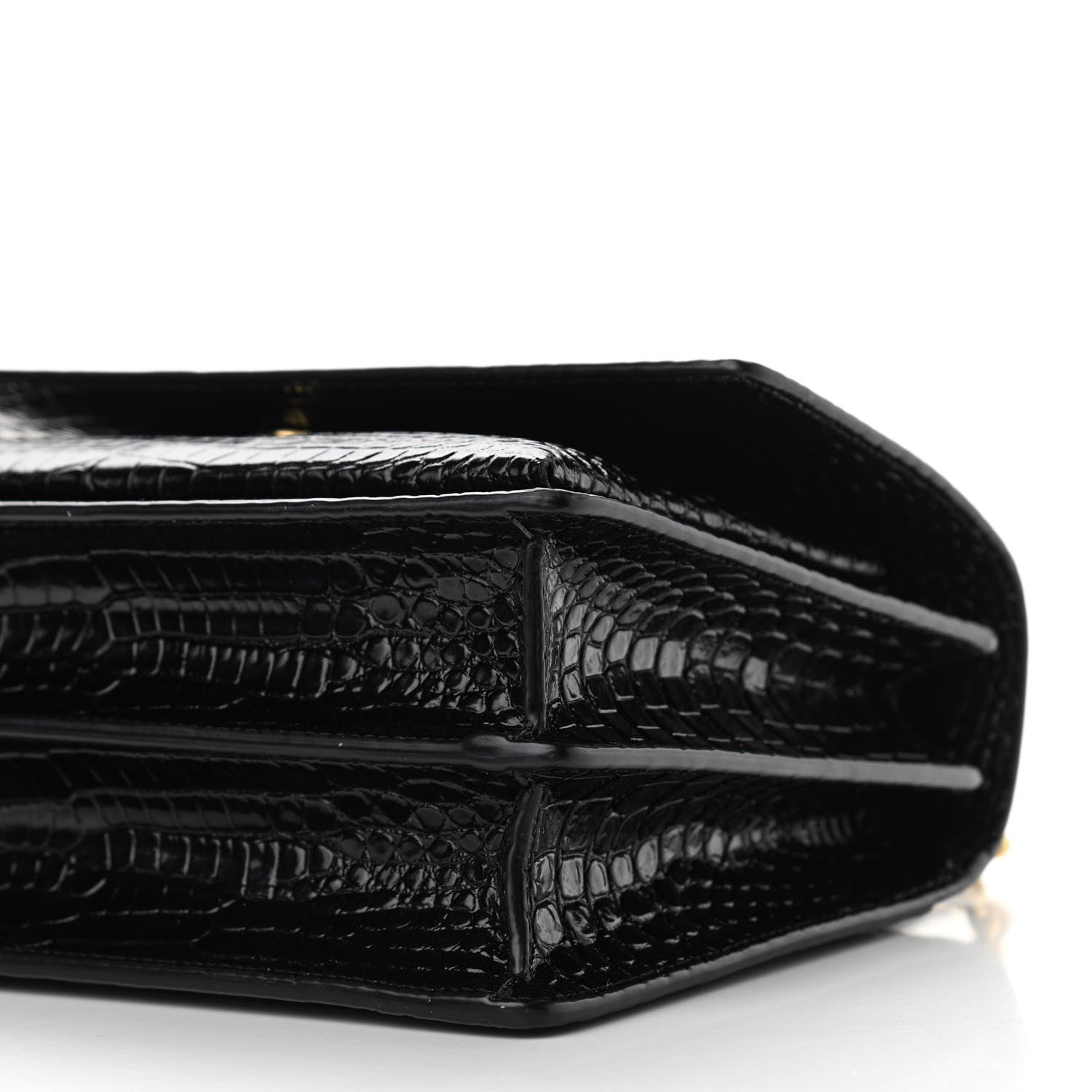 Saint Laurent Calfskin Crocodile Embossed Medium Monogram Sunset Black 9 of 9