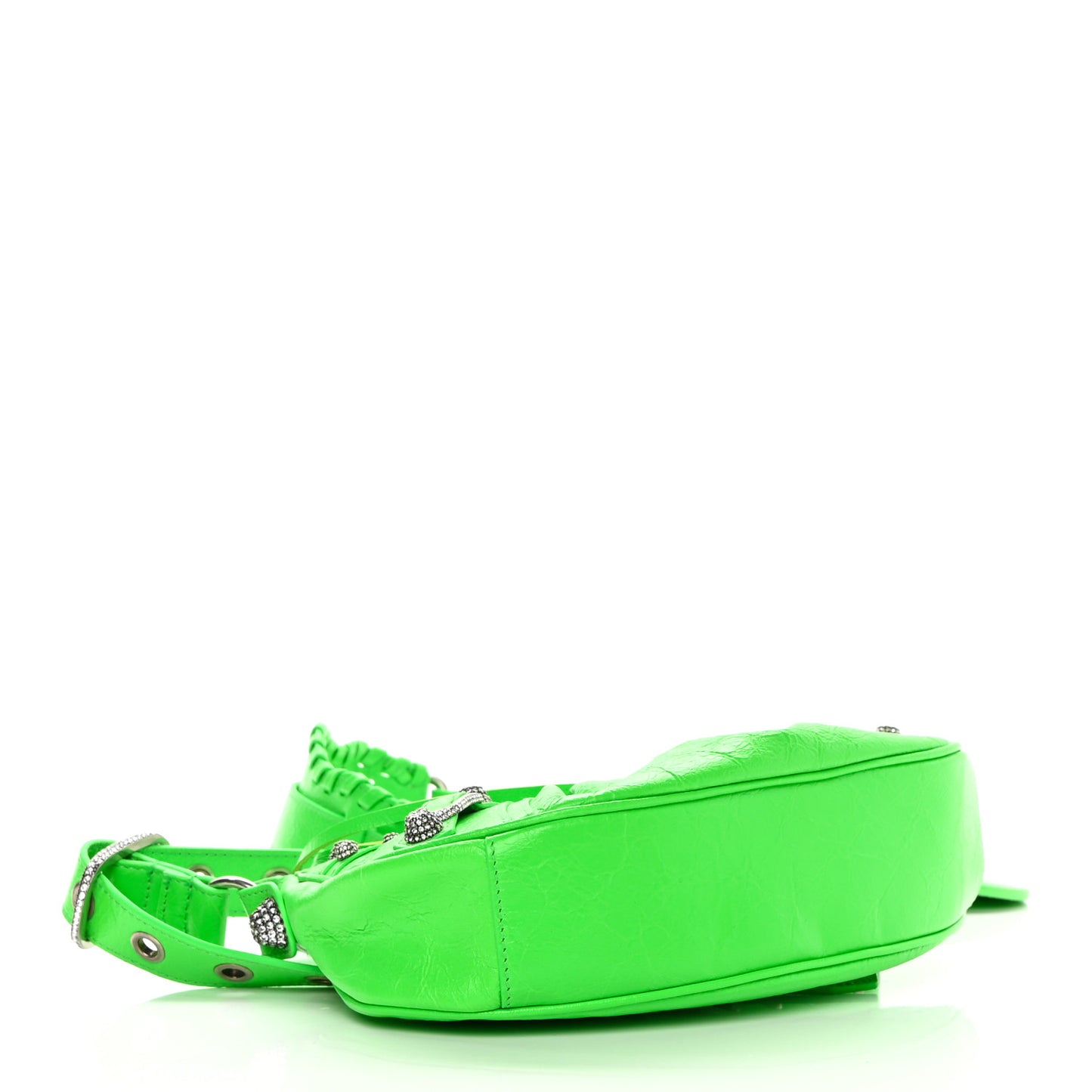 Agneau Arena Crystal Le Cagole Shoulder Bag XS Fluo Green