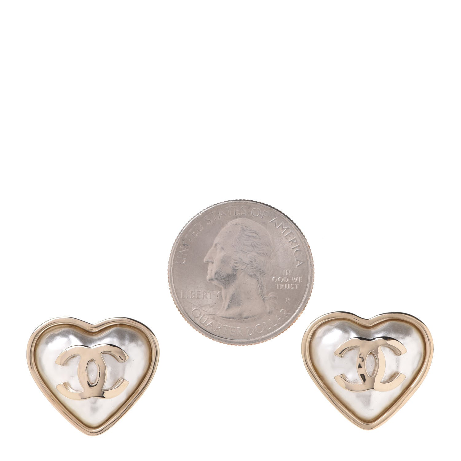 Chanel Pearl CC Heart Earrings Gold 2 of 5