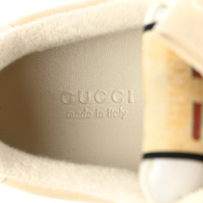 Gucci Nylon Nubuck Web Womens Screener Sneakers 37.5 Mystic White Dusty Milk 7 of 12
