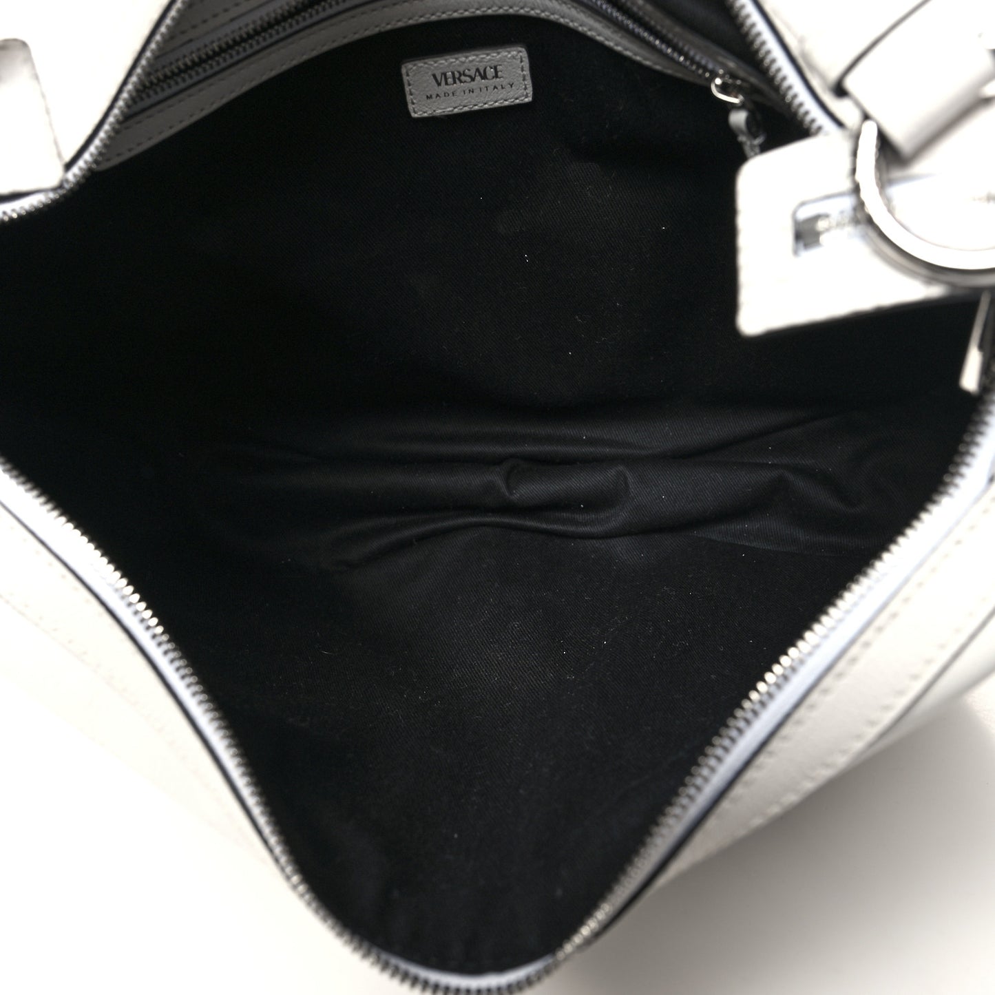 Calfskin Large Repeat Zip Hobo White