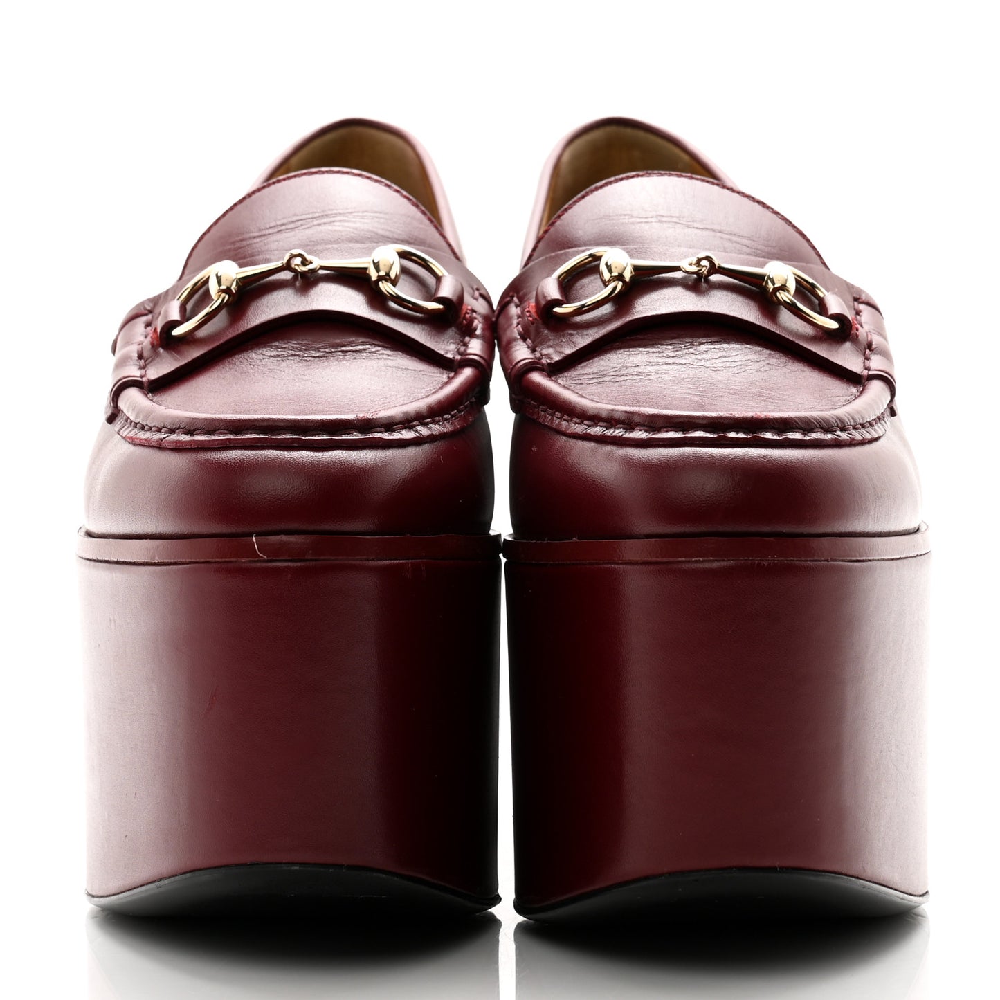 Ancora Calfskin Womens Horsebit Platform Loafers 37 Rosso