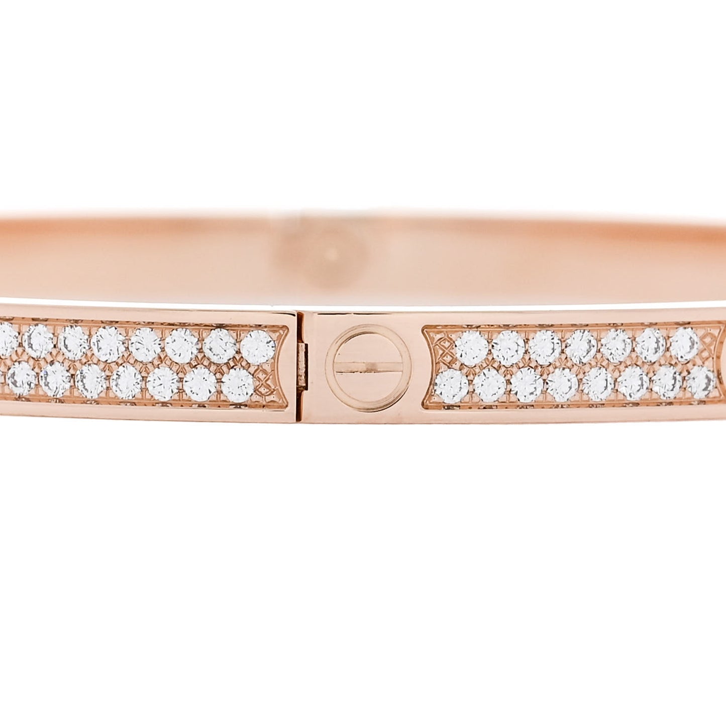 18K Pink Gold Diamond Small LOVE Paved Bracelet 18