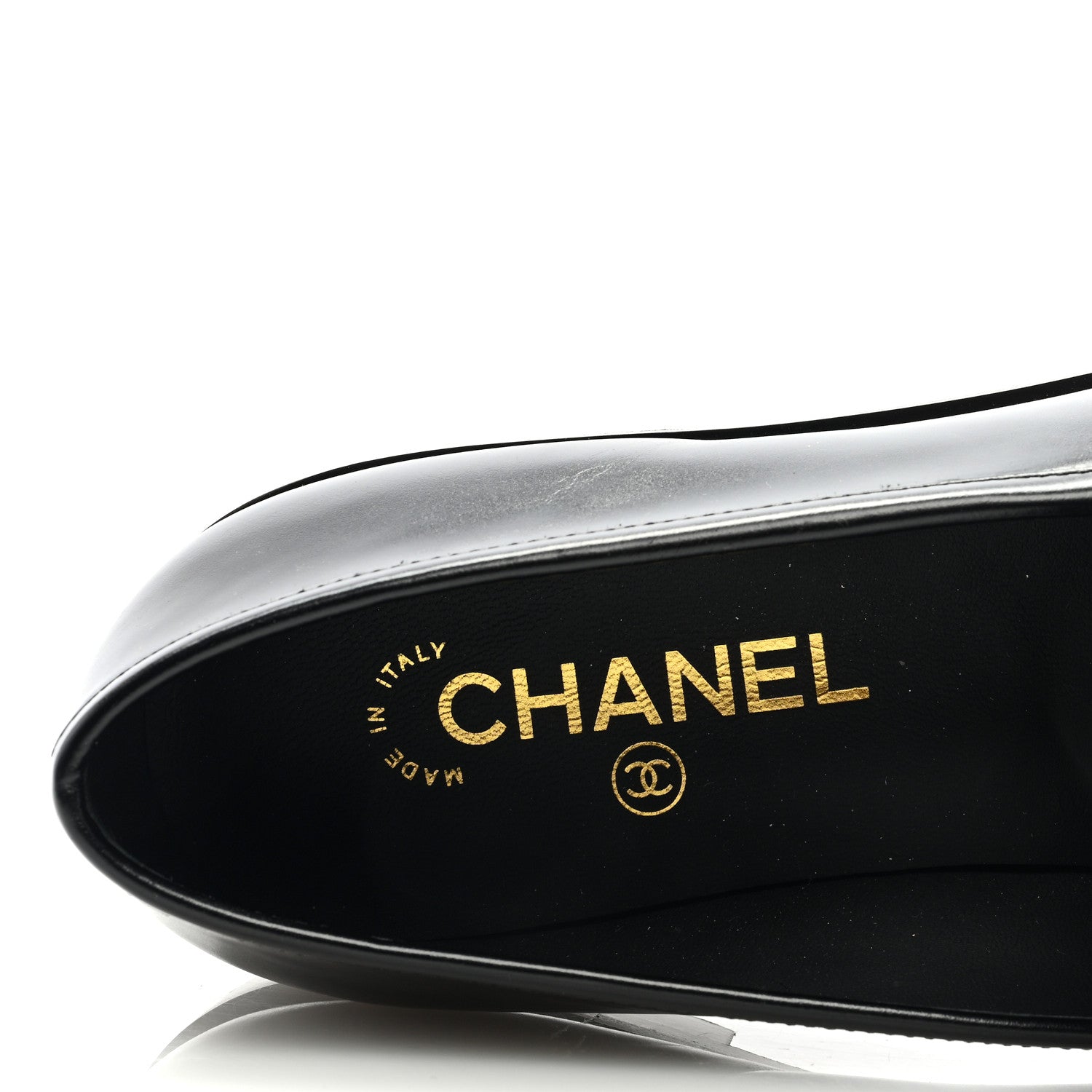 Chanel Shiny Calfskin CC Moccasin Loafers 39.5 Black 7 of 8