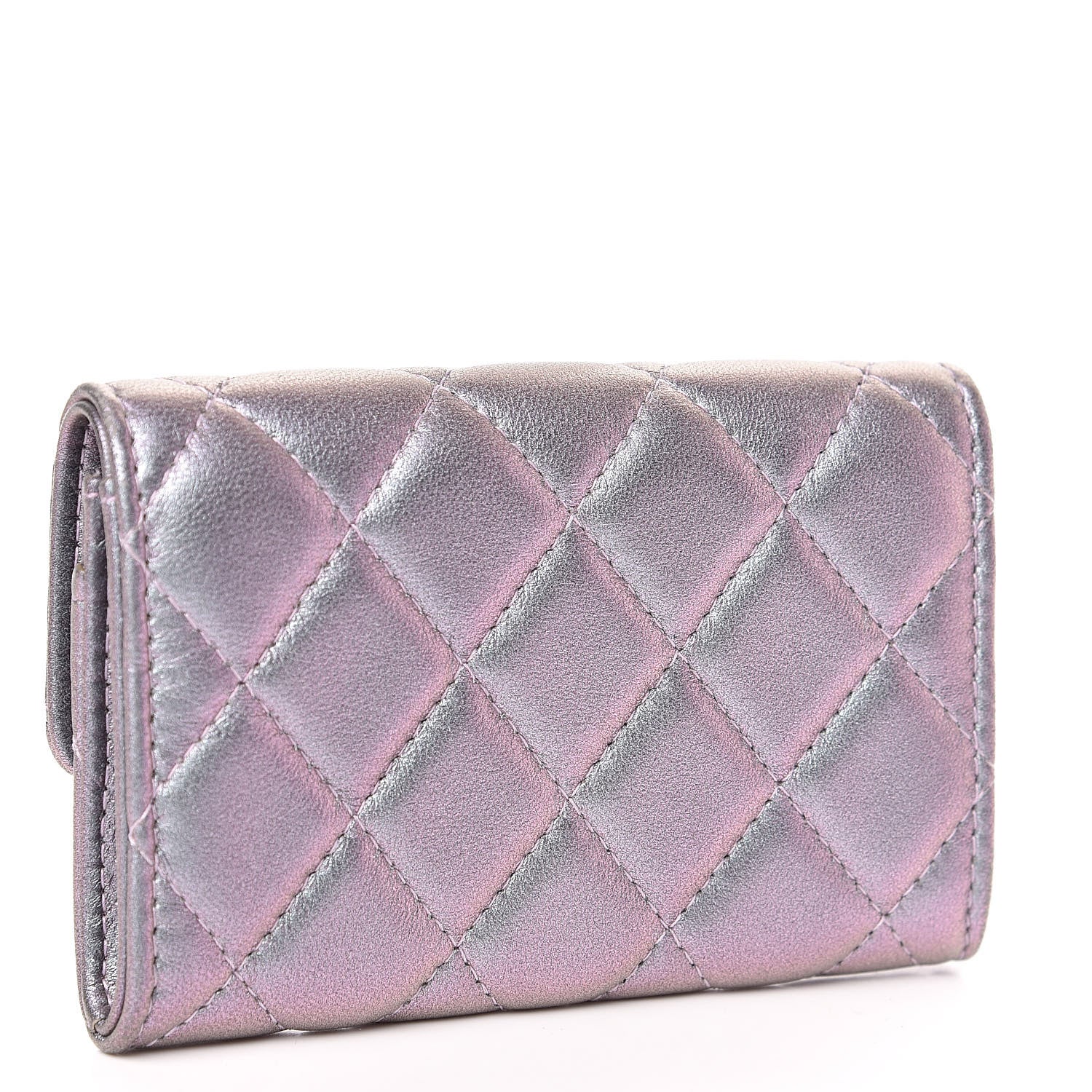 Chanel Iridescent Lambskin Quilted Reissue Flap Card Holder Light Purple 3 of 14