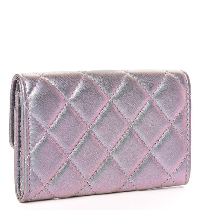Chanel Iridescent Lambskin Quilted Reissue Flap Card Holder Light Purple 3 of 14