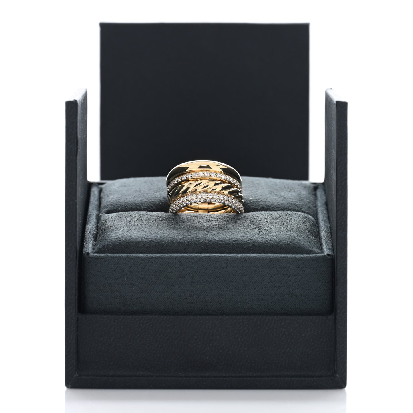 18K Yellow Gold Diamond Mercer Multi Row Ring 54 6.75