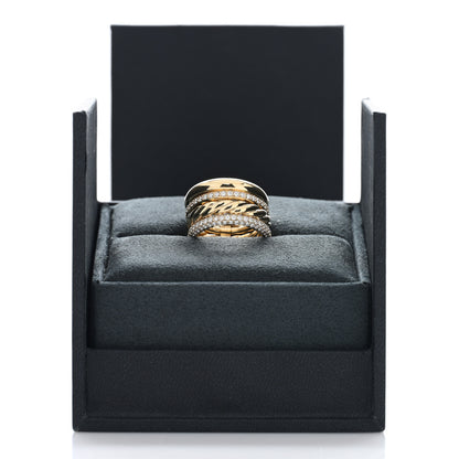 David Yurman 18K Yellow Gold Diamond Mercer Multi Row Ring 54 6.75 5 of 5