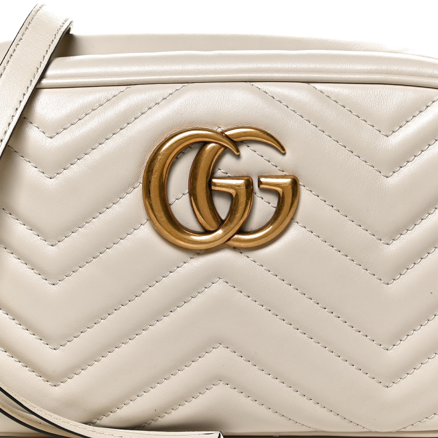 Gucci Calfskin Matelasse Small GG Marmont Chain Shoulder Bag White 9 of 11