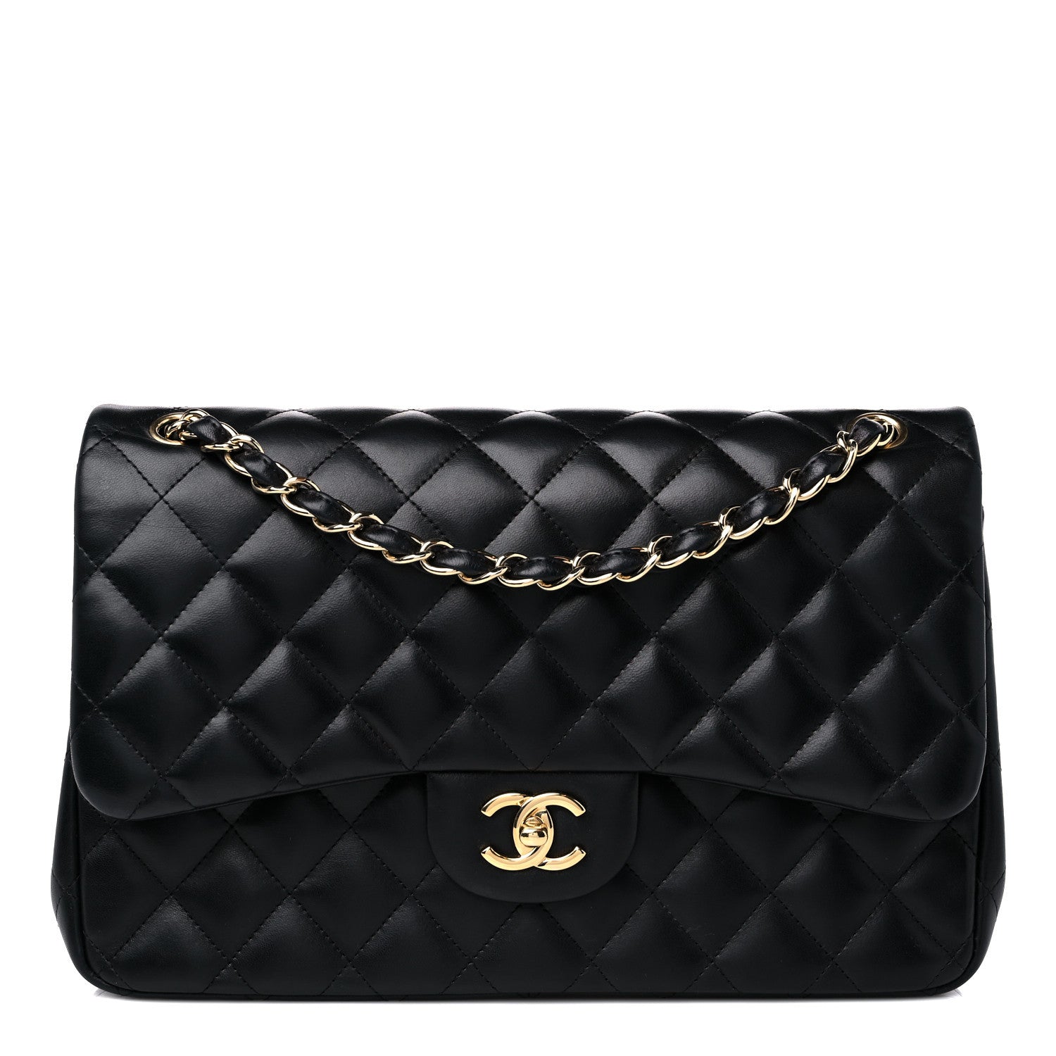 Chanel Lambskin Quilted Jumbo Double Flap Black 1 of 17