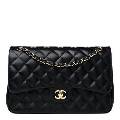 Chanel Lambskin Quilted Jumbo Double Flap Black 1 of 17
