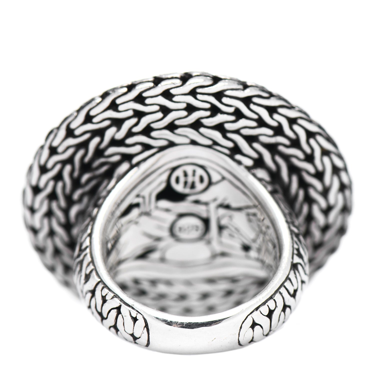John Hardy Sterling Silver Palu Hammered Dome Ring 54 7 4 of 5