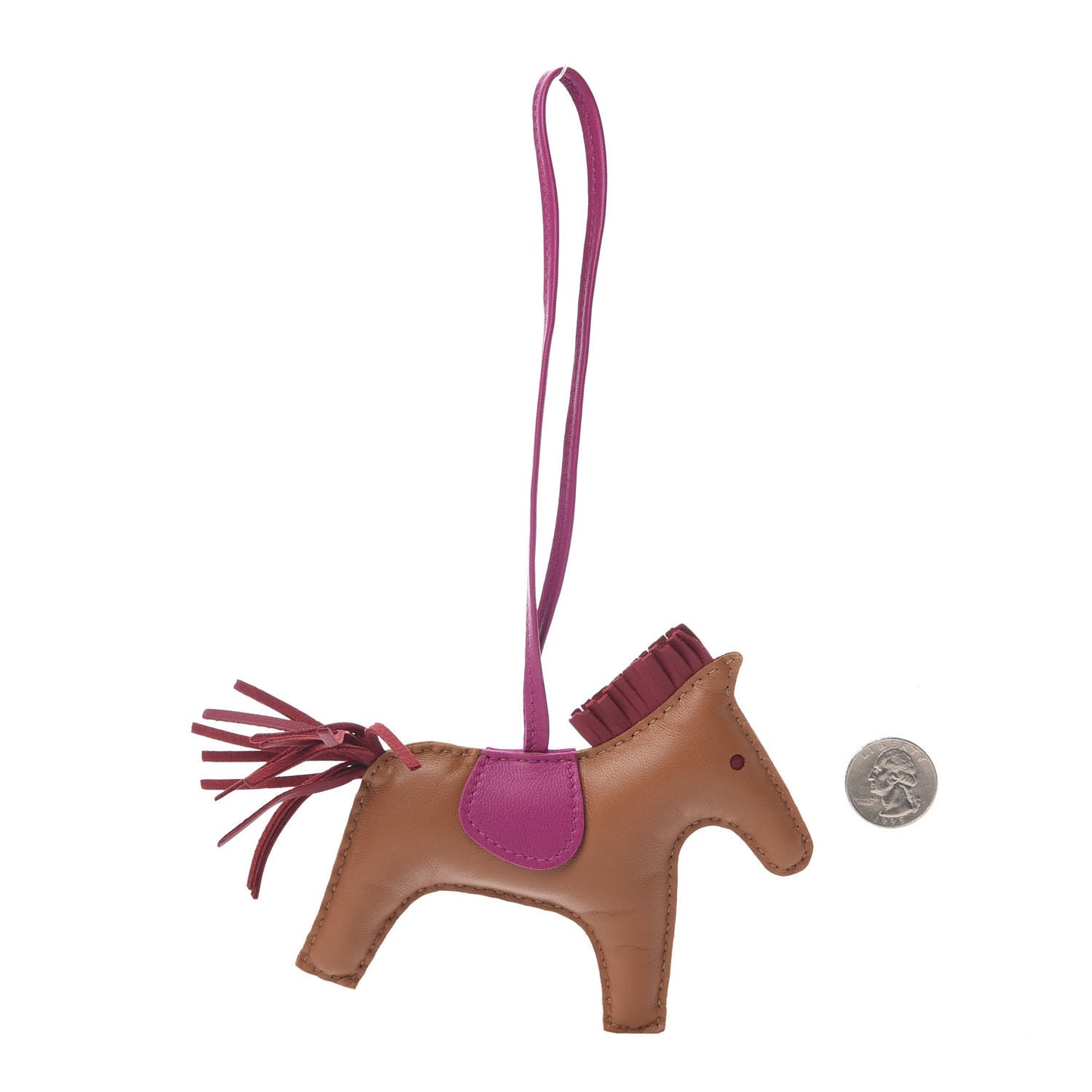 Milo Lambskin Grigri Rodeo Horse Bag Charm MM Gold Rubis Rose Pourpre