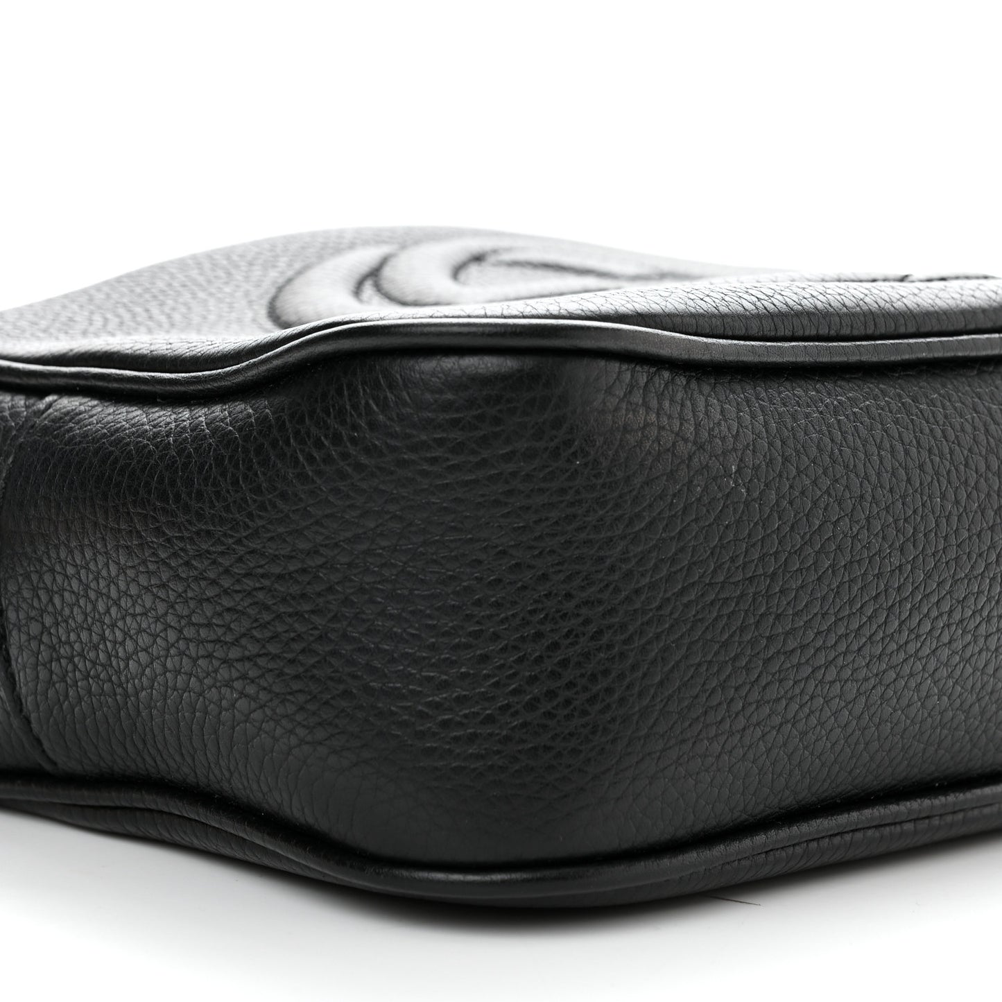 Pebbled Calfskin Small Soho Disco Bag Black