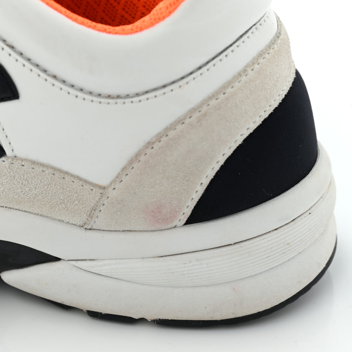 Nylon Calfskin Suede CC Womens Sneakers 37 White Orange