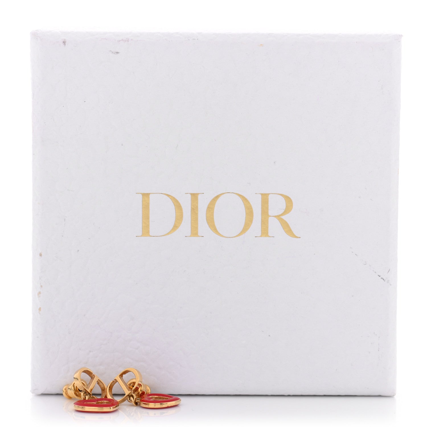 Christian Dior CD Dioramour Heart Earrings Gold Red 4 of 4
