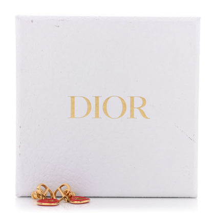 Christian Dior CD Dioramour Heart Earrings Gold Red 4 of 4