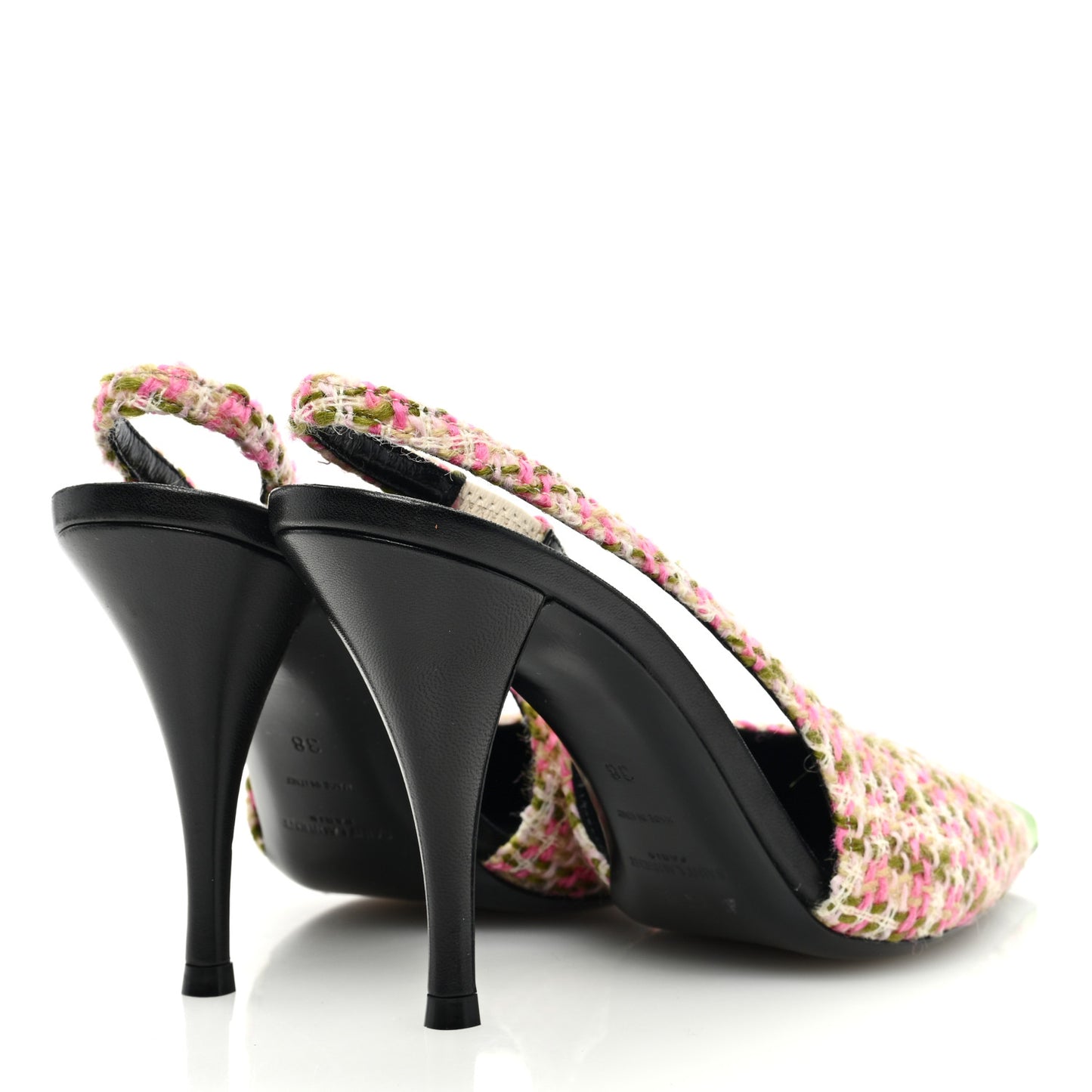 Tweed Cap Toe Vesper Slingback Pumps 38 Absynth Rose