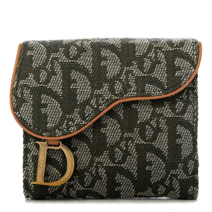 Christian Dior Monogram Compact Saddle Wallet Green 1 of 7
