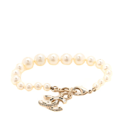 Chanel Graduated Pearl Crystal CC Bracelet Gold 3 of 5