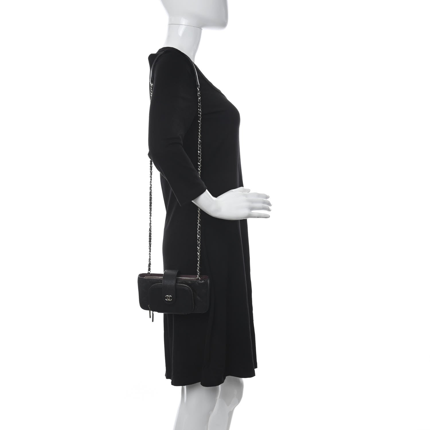 Chanel Caviar Quilted Business Affinity Phone Holder With Chain Black 2 of 13