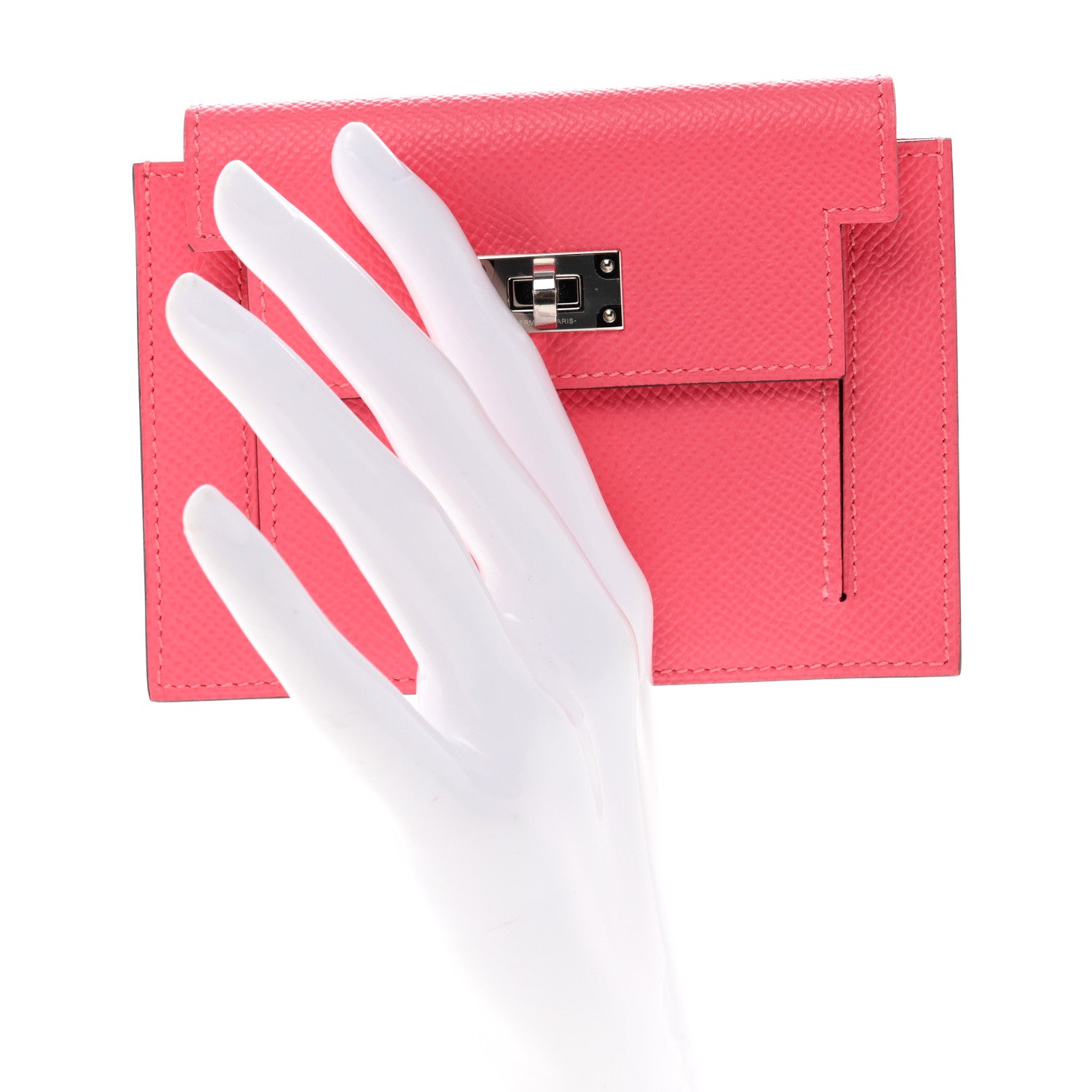 Hermes Epsom Kelly Pocket Compact Wallet Rose Azalee 2 of 7