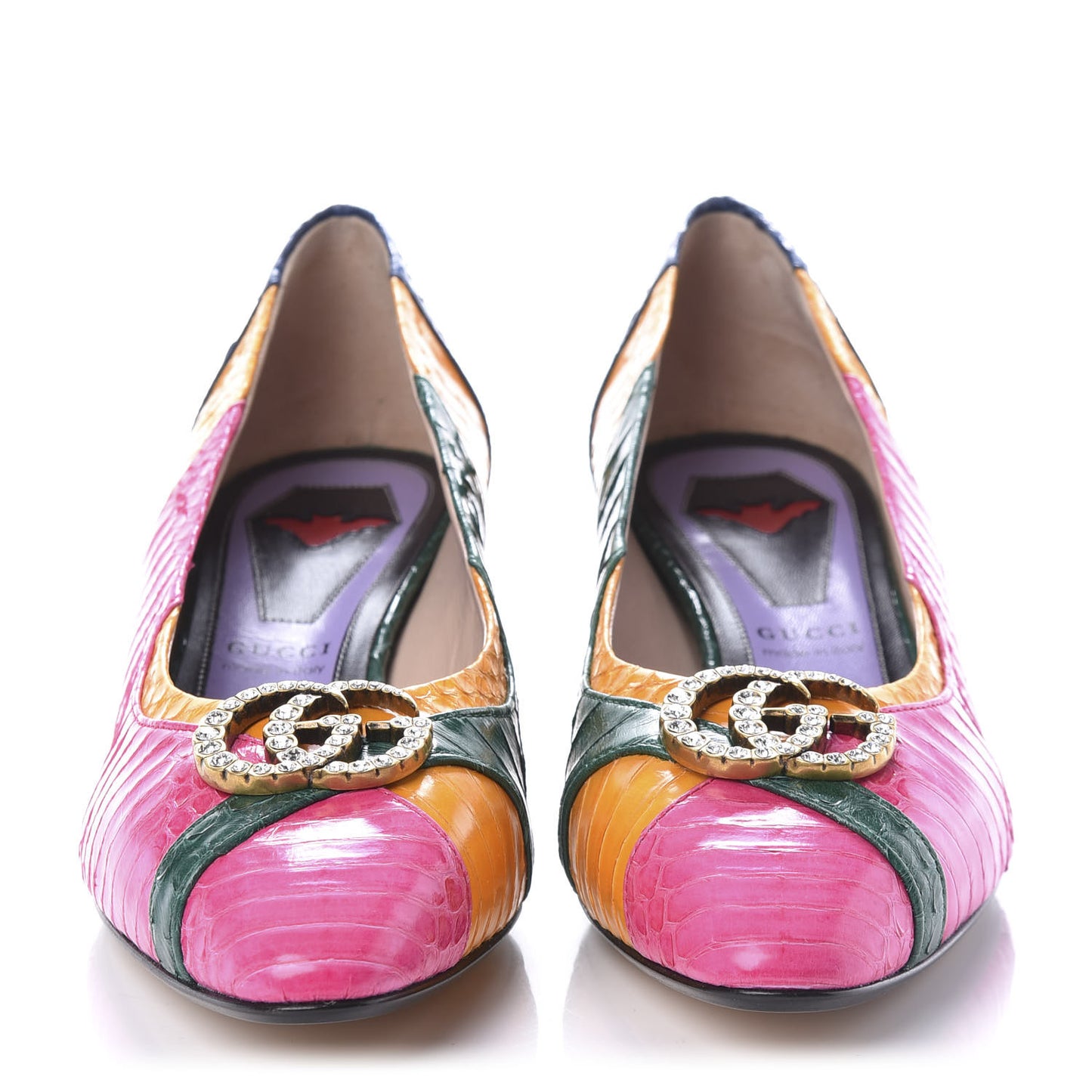 Snakeskin Crystal Double G Pumps 37 Multicolor
