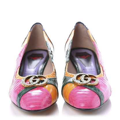 Gucci Snakeskin Crystal Double G Pumps 37 Multicolor 2 of 9